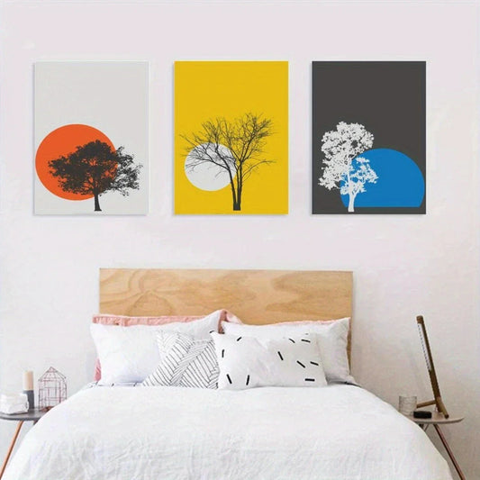 3pcs Tree Modern Cartoon Style Metal Print Ready to Hang Art