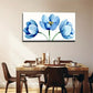 Light Blue Blooming Poppies Wall Art Canvas Office Home Room Framed 80x45cm