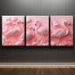 3pcs Pink Themed Flamingo Birds Modern Metal Print Ready to Hang Art