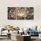 3pcs  Golden Lotus Floral Painting Metal Print Ready to Hang Art