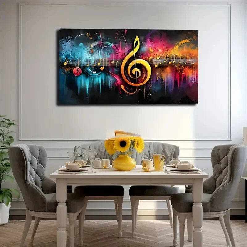 Smooth Lines Musical Notes Wall Art Canvas Office Home Room Framed 120x60cm