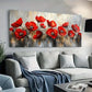 Vibrant Red Flowers Wall Art Canvas Office Home Room Framed 120x60cm