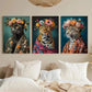 3pcs Maximalist Eclectic Fashionista Leopard Metal Print Ready to Hang Art