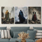 3pcs Swordsmen & Mystical Figures, Metal Print Ready to Hang Art