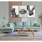 3pcs Colorful Lip Hands Statue Painting  Metal Print Ready to Hang Art