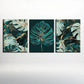 3pcs Rich Teal And Bright Golden Backdrop Metal Print Ready to Hang Art