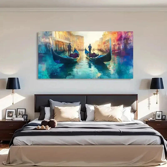 Sunset Reflection Vibrant Wall Art Canvas Office Home Room Framed 120x60cm