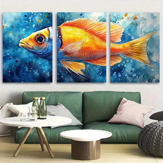 3pcs Vibrant Surgeonfish Marine Life Metal Print Ready to Hang Art