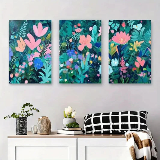 3pcs Colorful Floral Vibrant Botanical Metal Print Ready to Hang Art