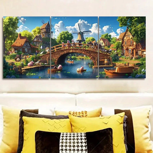 3pcs  Whimsical Animals Canvas  Wall Art Set Canvas Framed 40x60cm - High Quality Print 100% Australian Made Wall Canvas Ready to Hang