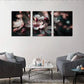 3pcs Blossom White Floral Rose Metal Print Ready to Hang Art