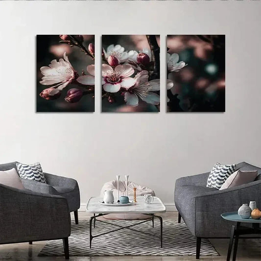 3pcs Blossom White Floral Rose Metal Print Ready to Hang Art