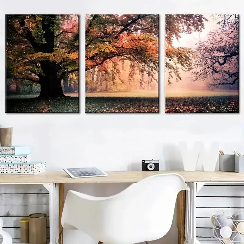3pcs Forest Sunrise Morning Scenery Canvas Framed 40x60cm - High Quality Print 100% Australian Made Wall Canvas Ready to Hang
