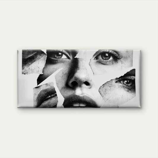 Black & White Face Fragment Wall Art Canvas Office Home Room Framed 120x60cm