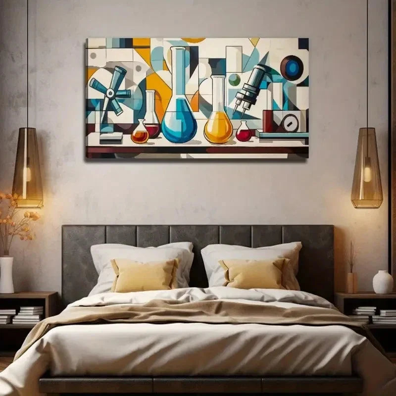 Chemical Laboratory Wall Art Canvas Office Home Room Framed 80x45cm