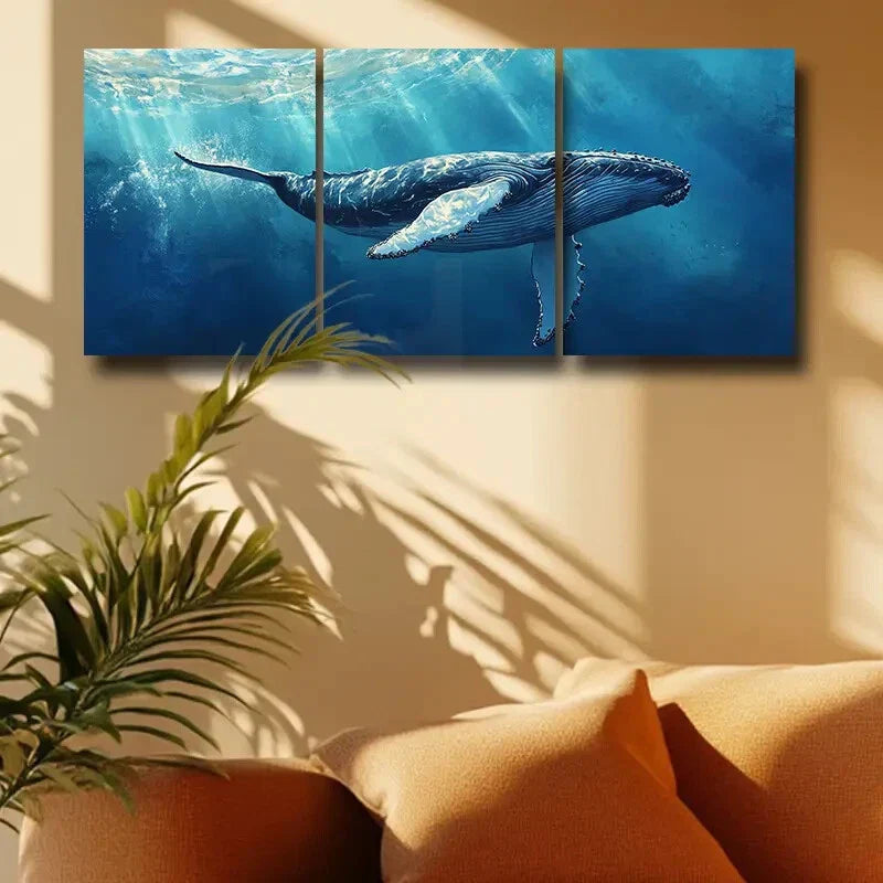 3pcs Humpback Whale Triptych Metal Print Ready to Hang Art