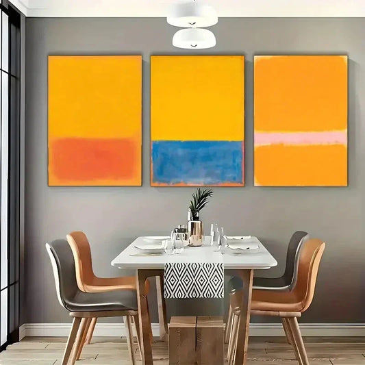 3pcs Modern Classic Abstract Ink Prints Metal Print Ready to Hang Art