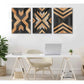 3pcs Black and Brown Abstract Geometric Metal Print Ready to Hang Art