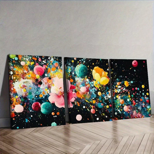3pcss Modern Art Deco Colorful Explosion Design Wall Art Set Canvas Framed 40x60cm - High Quality Print 100% Australian Made Wall Canvas Ready to Hang