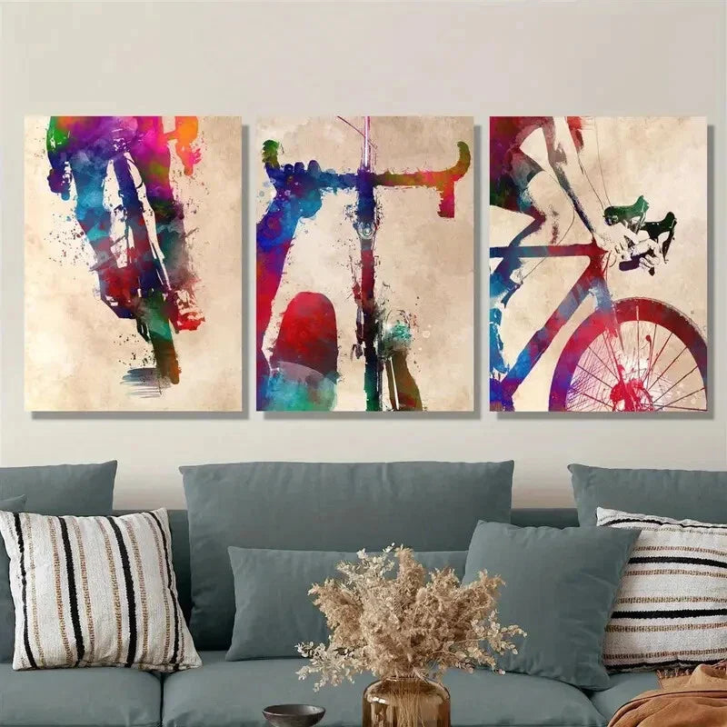 3pcs Cyclist enthusiasts, cycling sports posters, Metal Print Ready to Hang Art