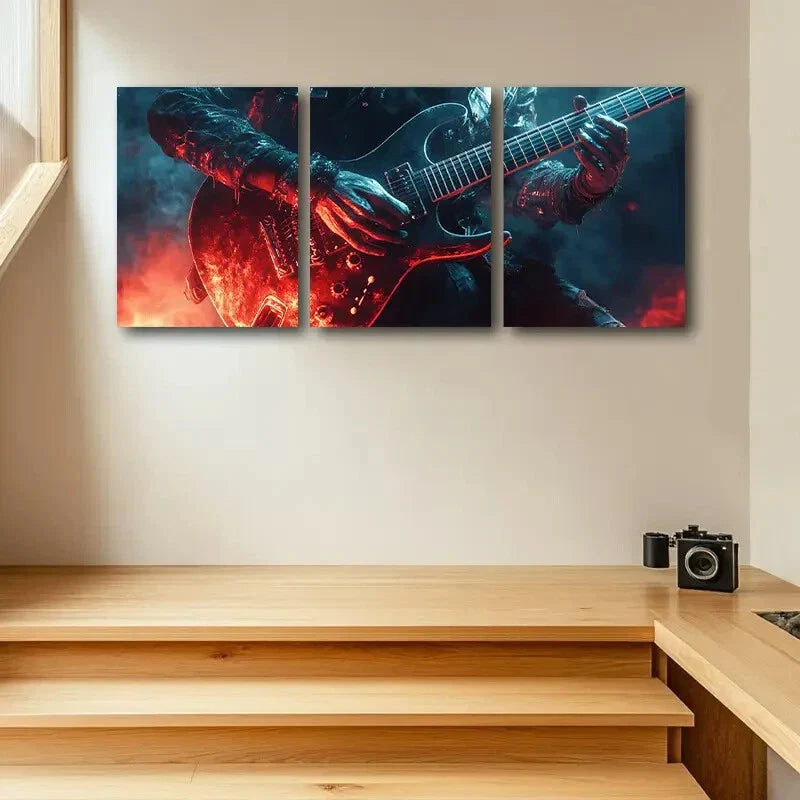 3pcs Guitarist Design Metal Print Ready to Hang Art