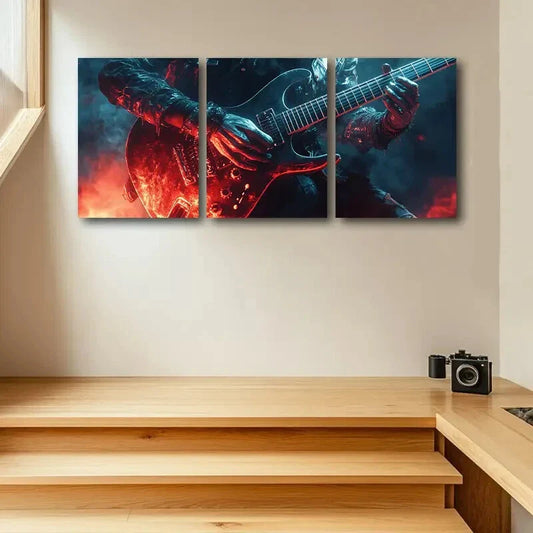 3pcs Guitarist Design Metal Print Ready to Hang Art
