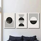 3pcs Black and White Geometric Circle Metal Print Ready to Hang Art