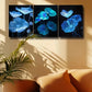 3pcs Blue Glowing Lotus leaves Metal Print Ready to Hang Art