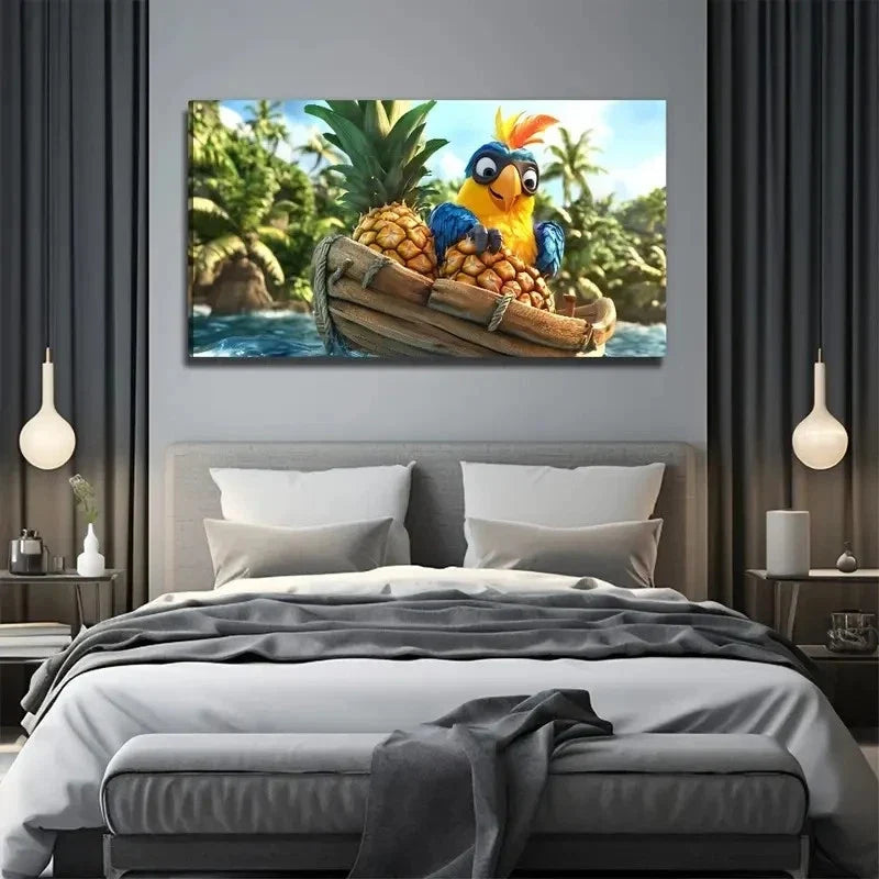 Parrot Delivering Perfect Wall Art Canvas Office Home Room Framed 80x45cm