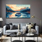 Vibrant Sunset Mountain Lands Wall Art Canvas Office Home Room Framed 120x60cm