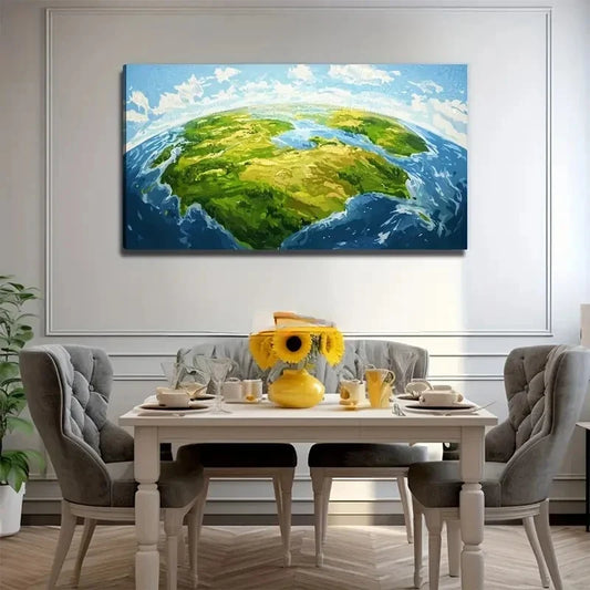 Earth Land And Sea Wall Art Canvas Office Home Room Framed 120x60cm
