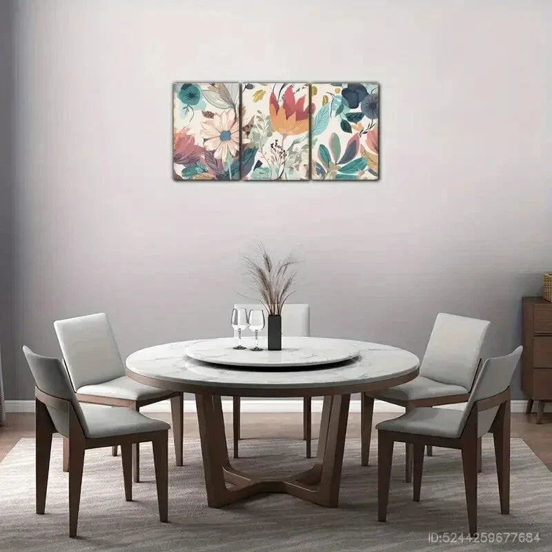 3pcs Visual Interpretation Botanical Art Poster Metal Print Ready to Hang Art