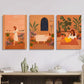 3pcs  Serene Plant & Girl Illustrations Metal Print Ready to Hang Art