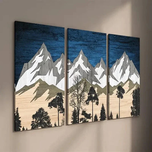 3pcs Mountain Forest Landscape Wall Art Set Canvas Framed 40x60cm - High Quality Print 100% Australian Made Wall Canvas Ready to Hang