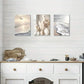 3pcs Modern White Floral Golden Leaves Metal Print Ready to Hang Art