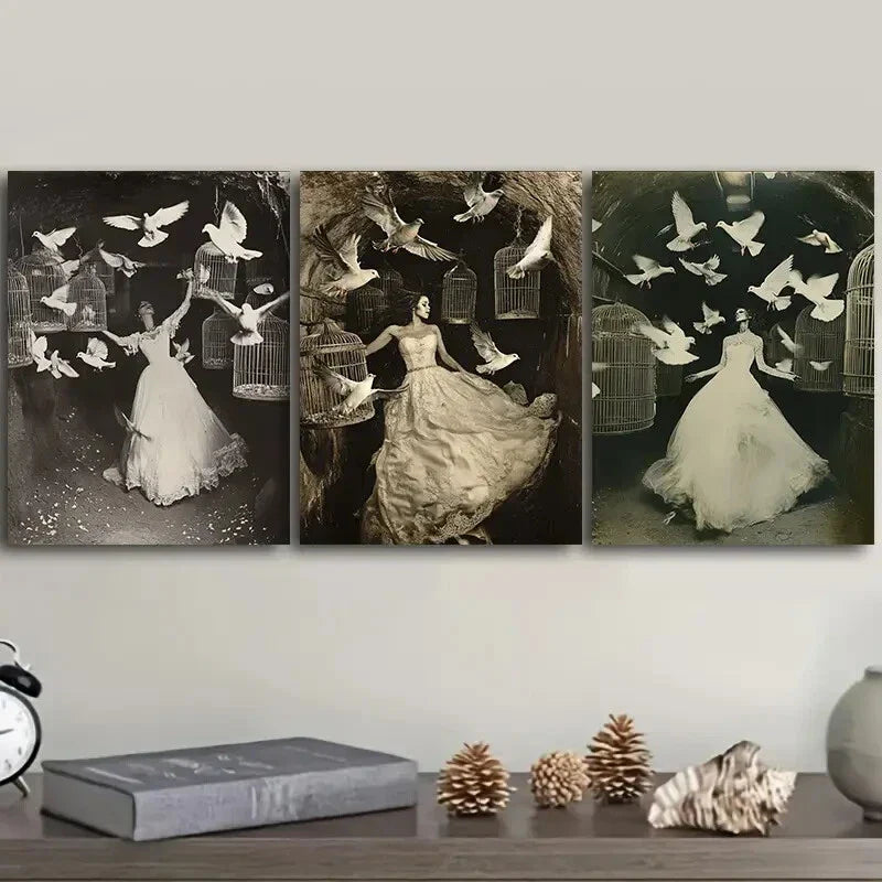 3pcs The trapped bride   Wall Art Set Canvas Framed 40x60cm - High Quality Print 100% Australian Made Wall Canvas Ready to Hang