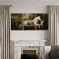 3pcs Elegant Vintage White Horse On Ornate Sofa Metal Print Ready to Hang Art