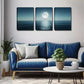 3pcs Round Moon, Sea Level, Oil Painting,  Wall Art Set Canvas Framed 40x60cm - High Quality Print 100% Australian Made Wall Canvas Ready to Hang