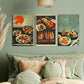 3pcs Japanese Sushi, Skewers & Meals Metal Print Ready to Hang Art