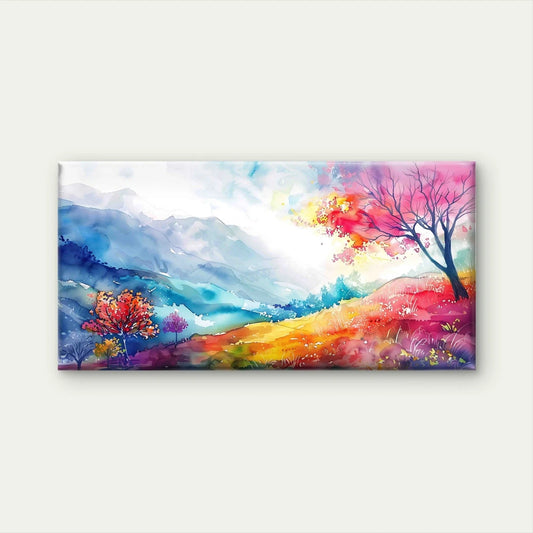Colorful Landscape With Trees Wall Art Canvas Office Home Room Framed 80x45cm