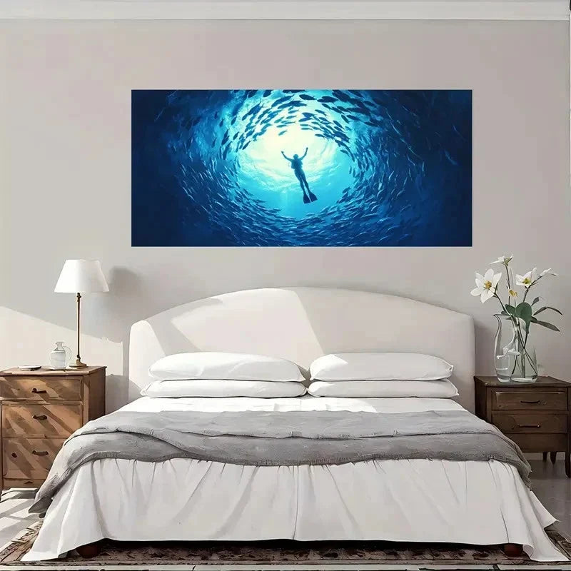 Underwater Adventure Wall Art Canvas Office Home Room Framed 120x60cm