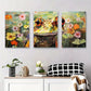 3pcs Colorful Mosaic Frog with Flowers Metal Print Ready to Hang Art