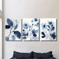 3pcs blue leaves botanical art, navy blue Metal Print Ready to Hang Art