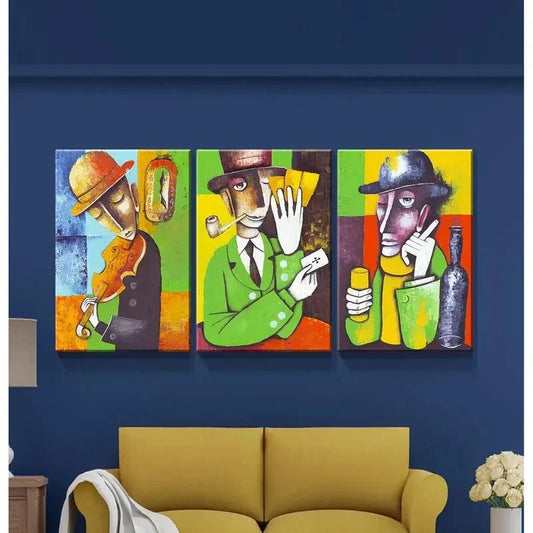 3pcs mural abstract figure art retro Metal Print Ready to Hang Art