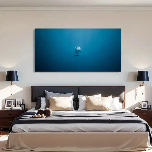 Dolphin Silhouette Perfect BlCue Wall Art Canvas Office Home Room Framed 120x60cm