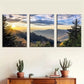 3pcs Featuring Mountain Sunset Forest Nature Wall Art Set Canvas Framed 40x60cm - High Quality Print 100% Australian Made Wall Canvas Ready to Hang