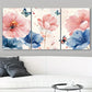 3pcs Butterfly and Flower Decorations Paintings Metal Print Ready to Hang Art