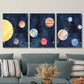 3pcs solar system, planetary Metal Print Ready to Hang Art