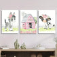 3pcs Cartoon Animals in Nature,, Metal Print Ready to Hang Art