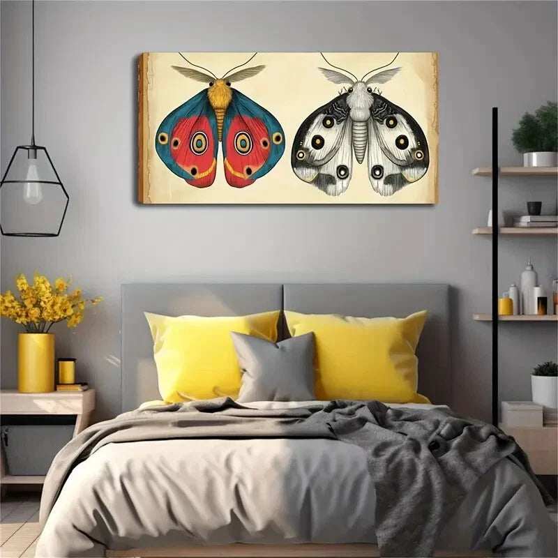 Vibrant Red & Blue With Black Wall Art Canvas Office Home Room Framed 120x60cm